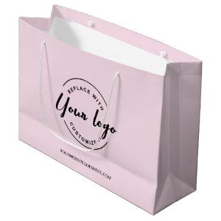 Simple Customizable Logo and website Pink Business Large Gift Bag