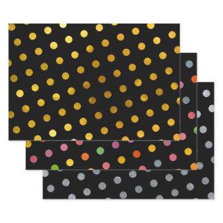 Simple Cute Girly Black Multicolored Polka Dots  Sheets