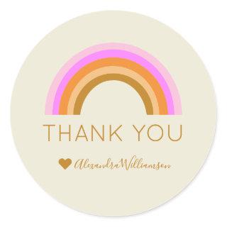 Simple Cute Retro Rainbow Personalized Thank You Classic Round Sticker
