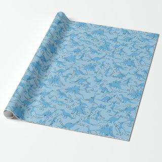 Simple Dinosaur Pattern in Blue