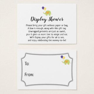 Simple Display Baby Shower Gift Card with Elephant