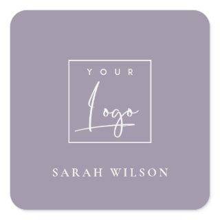 Simple Dusky Lilac Custom Promotion Business Logo Square Sticker