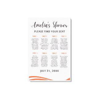 Simple Elegan Editable Bridal Shower Seating Chart Canvas Print