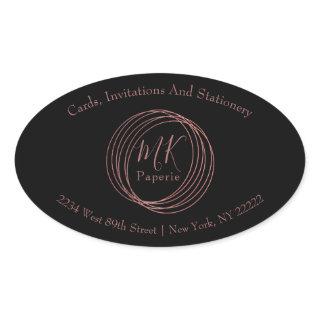 Simple & Elegant Abstract Rose Gold Circles Oval Sticker