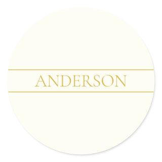 Simple Elegant Customizable Text | Gold Off White Classic Round Sticker