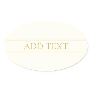 Simple Elegant Customizable Text | Gold Off White Oval Sticker