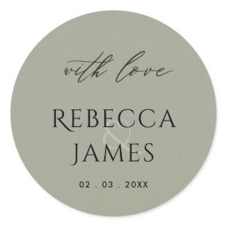 SIMPLE ELEGANT GOLD GREY TYPOGRAPHY TEXT ONLY CLASSIC ROUND STICKER