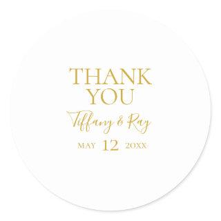 Simple Elegant Gold Thank You Wedding Sticker