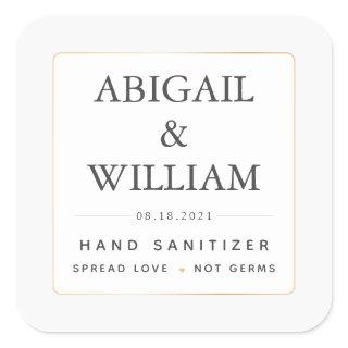 Simple Elegant Gold Wedding Hand Sanitizer Covid Square Sticker