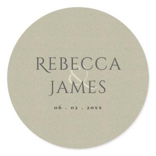 SIMPLE ELEGANT KRAFT GREY TYPOGRAPHY TEXT ONLY CLASSIC ROUND STICKER