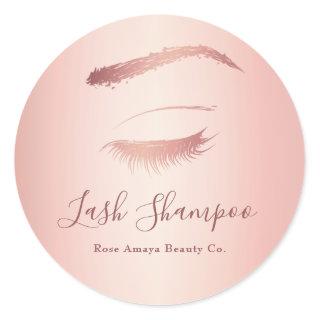 Simple Elegant Lash Shampoo Rose Gold Classic Round Sticker