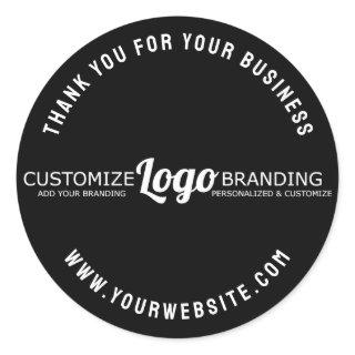 Simple Elegant Minimal Business Company Logo Black Classic Round Sticker