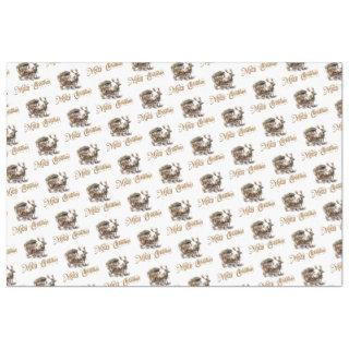 Simple elegant Reindeer sleigh neutral earthy Tissue Paper