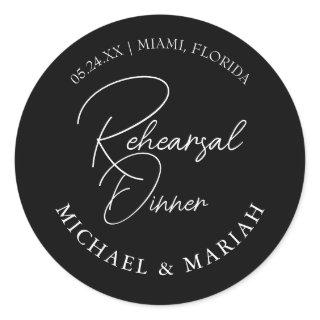 Simple Elegant The Night Before Rehearsal Dinner  Classic Round Sticker
