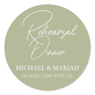 Simple Elegant The Night Before Rehearsal Dinner  Classic Round Sticker