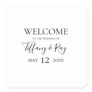 Simple Elegant Wedding Welcome Square Sticker