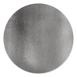 Simple Faux Metallic Silver. Classic Round Sticker