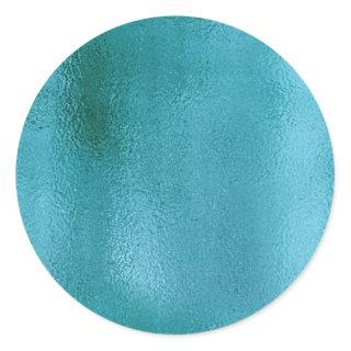Simple Faux Metallic Teal. Classic Round Sticker