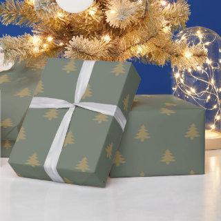 simple fir spruce green and gold Christmas trees