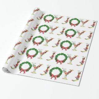 Simple floral Christmas wreath joy fancy script