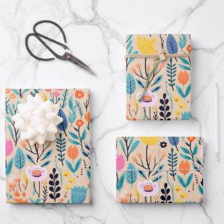 Simple Floral Modern Folk Art Illustration  Sheets