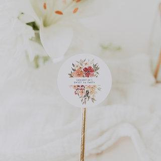 Simple Floral Sweet 16 Birthday Favor Classic Round Sticker