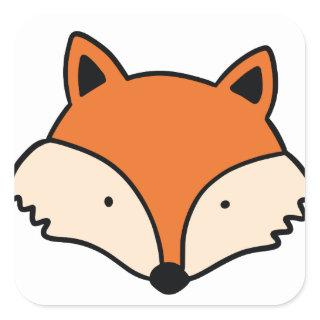 Simple fox head square sticker