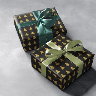 simple & geometric golden pine trees on black