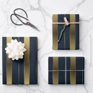 Simple Gold And Navy Blue Geometric Stripes  Sheets