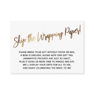 Simple Gold Handwriting Skip the ! Enclosure Card