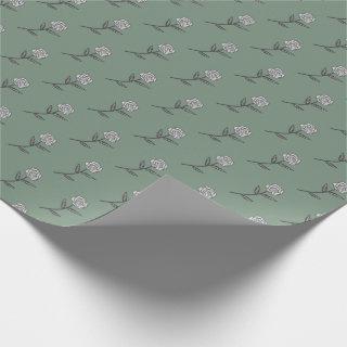 Simple Gray Roses Ditsy Floral Holiday Green Gift