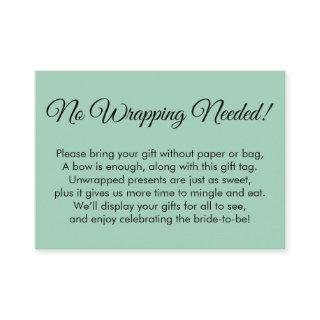 Simple Green No Wrapping Needed Bridal Shower Enclosure Card