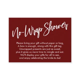 Simple Handwriting No Wrap Shower Burgundy Enclosure Card