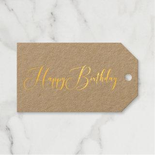 Simple Happy Birthday Script Font Foil Gift Tags