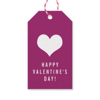 Simple Happy Valentine's Day Magenta with Heart Gift Tags