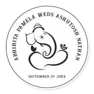 Simple Hindu Wedding Ganesha Classic Round Sticker