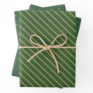 Simple Hunter Green and Gold Pattern and Solid  Sheets