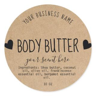 Simple Kraft Handmade Body Butter Scrub Lotion Cla Classic Round Sticker