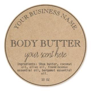 Simple Kraft Handmade Body Butter Scrub Lotion Cla Classic Round Sticker