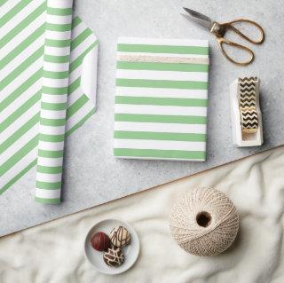 Simple Light Sage Green and White Striped