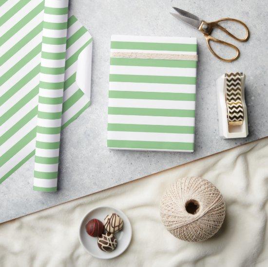 Simple Light Sage Green and White Striped