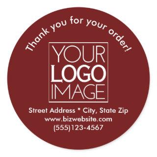 Simple Logo Dark Red & White Business Thank You Classic Round Sticker