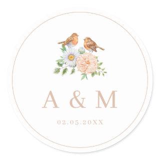 Simple love birds classic round sticker