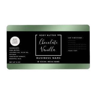 Simple lux typography black green cosmetics logo l label