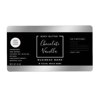 Simple lux typography black silver cosmetics logo  label