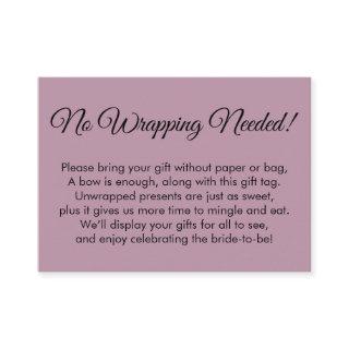 Simple Mauve No Wrapping Needed Bridal Shower Enclosure Card