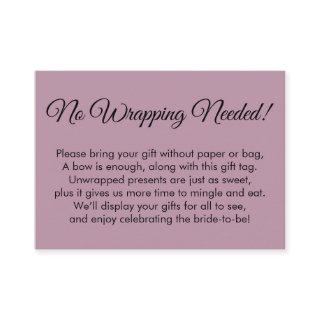 Simple Mauve No Wrapping Needed Bridal Shower Enclosure Card