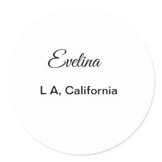 Simple minimal add your name text place city custo classic round sticker