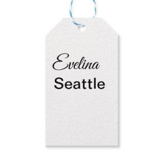 Simple minimal add your name text place city custo gift tags