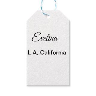 Simple minimal add your name text place city custo gift tags
